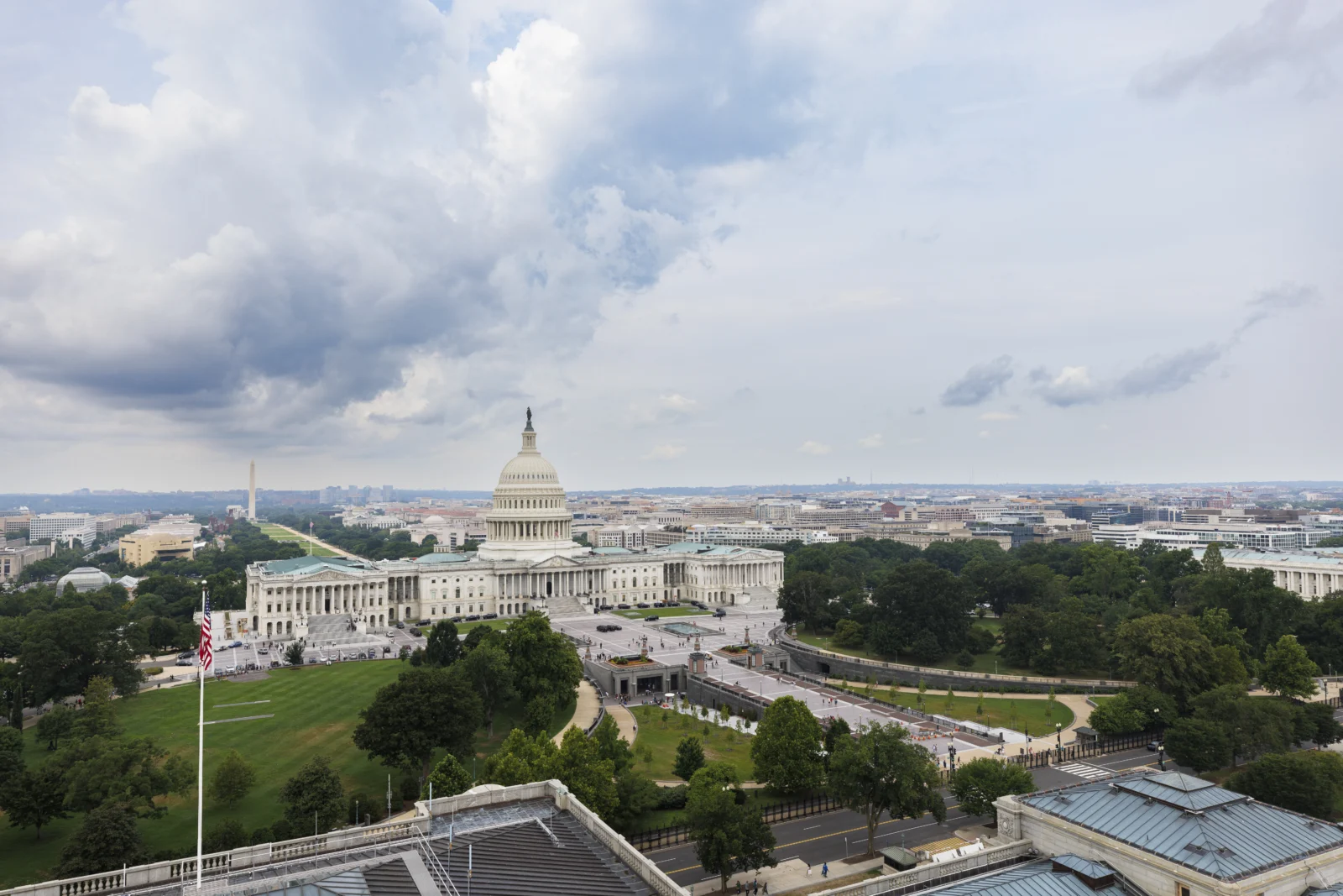 The U.S. Capitol dome and Washington, D.C. skyline seen from the Library of Congress